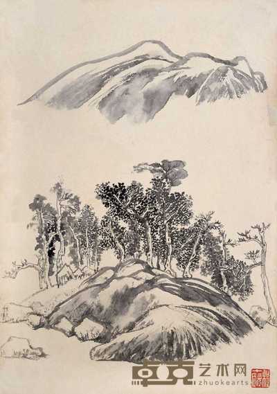 程十发 山水 立轴 53×37cm